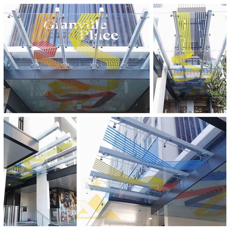 SGCC/CE Standard 17.52MM Thickness Digital Printing on Tempered Low Iron Laminated Glass Canopy