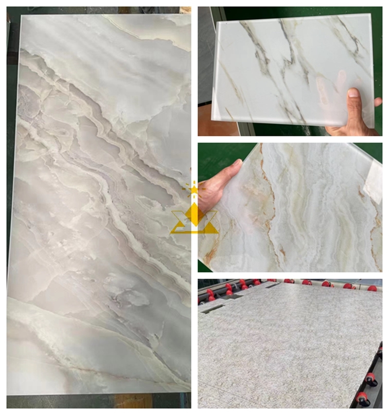 Best Quality 8+1.52+8 Ultra Clear Imitative Marbled Digital Printed SGP Laminated Glass Facade Factory